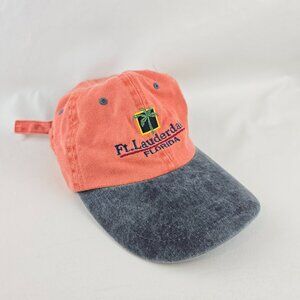 Ft Lauderdale Florida Hat Mens Adjustable Orange Blue Palm Tree Beach Souvenir